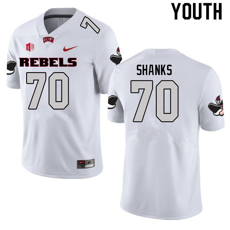 Youth #70 Tiger Shanks UNLV Rebels College Football Jerseys Sale-White